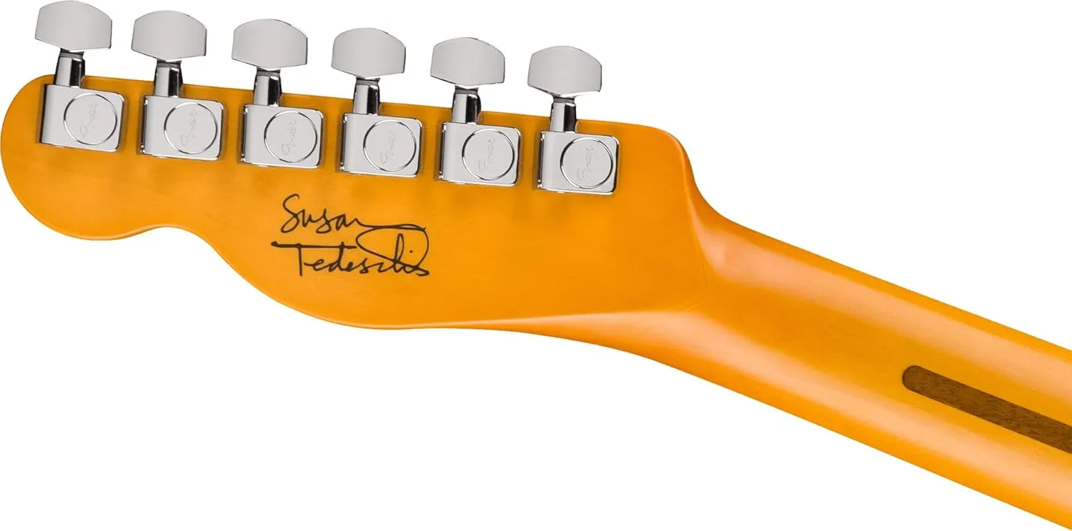 Fender Susan Tedeschi Telecaster - Aged Caribbean Mist Bundle with Deluxe Black Hard Case, Strap, Cable, and Guitar Cleaning Kit