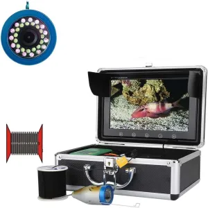 Fishing Camera, 10 Inch 15M/30M/ 50M Fish Finder Underwater Fishing Camera 15pcs White LEDs   15pcs Infrared Lamp for Ice/Sea/River Fishing(F004A-2L-15M)