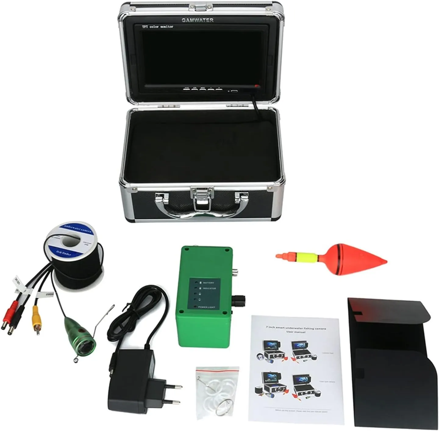 Fishing Camera, Underwater Fishing Video Camera Kit 1000TVL 6W IR LED Fish Finder with 7Inch Color Monitor 10M 15M 20M 30M for Ice Sea Fishing(09MJ IR 20M)