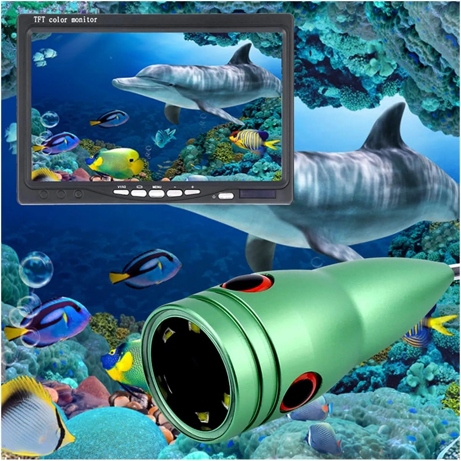 Fishing Camera, Underwater Fishing Video Camera Kit 1000TVL 6W IR LED Fish Finder with 7Inch Color Monitor 10M 15M 20M 30M for Ice Sea Fishing(09MJ IR 20M)