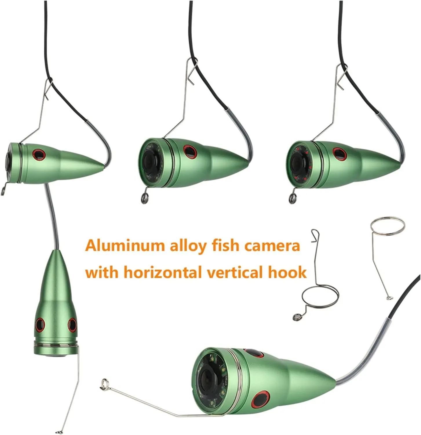 Fishing Camera, Underwater Fishing Video Camera Kit 10M 20M 30M Fishfinder 6 PCS White Lights with 7" Inch Color Monitor for Ice Sea Fishing(09MJ 30M W)
