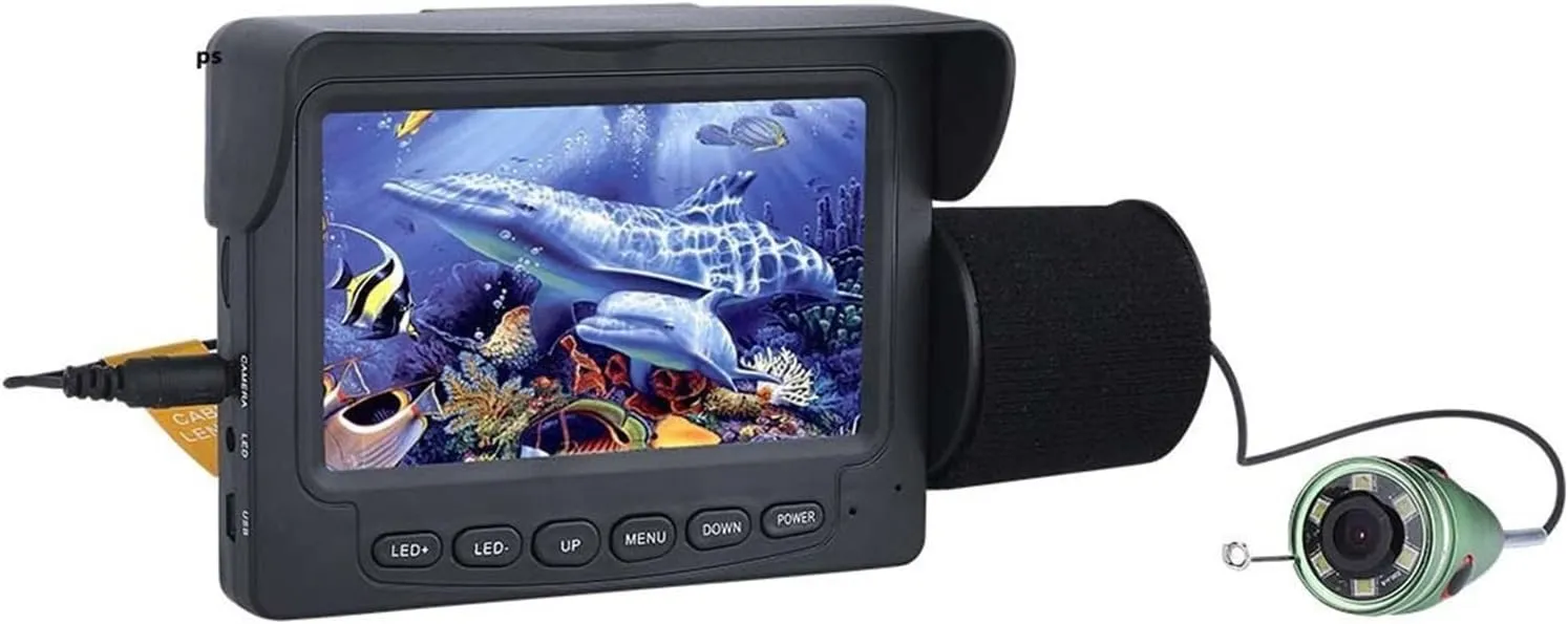 Fishing Camera, Video Fish Finder 4.3 Inch LCD Monitor 1000TVL Underwater Fishing Camera Kit White Lights for Winter Ice Lake Sea Fishing(F008S-15M-W)
