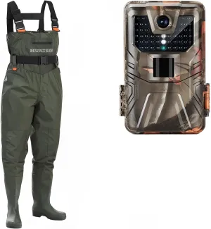 Fishing Waders for Men Women with Boot Hanger,Phone Case Size 11 4K 48MP WiFi Trail Camera - Bluetooth Game Camera with Night Vision 0.2sTrigger Motion Activated IP66 Waterproof 130°Wide Angle