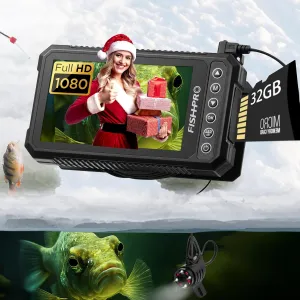 [FishPRO® 2025 Upgrade] 4.5'' True HD 1080P Underwater Fishing Camera w/DVR-32GB, (NO Need Learn) Ice Fishing Camera Underwater, Ice Fish Finder Camera - w/ 5,000mAh & USB-C, IR LED, 20m/66ft