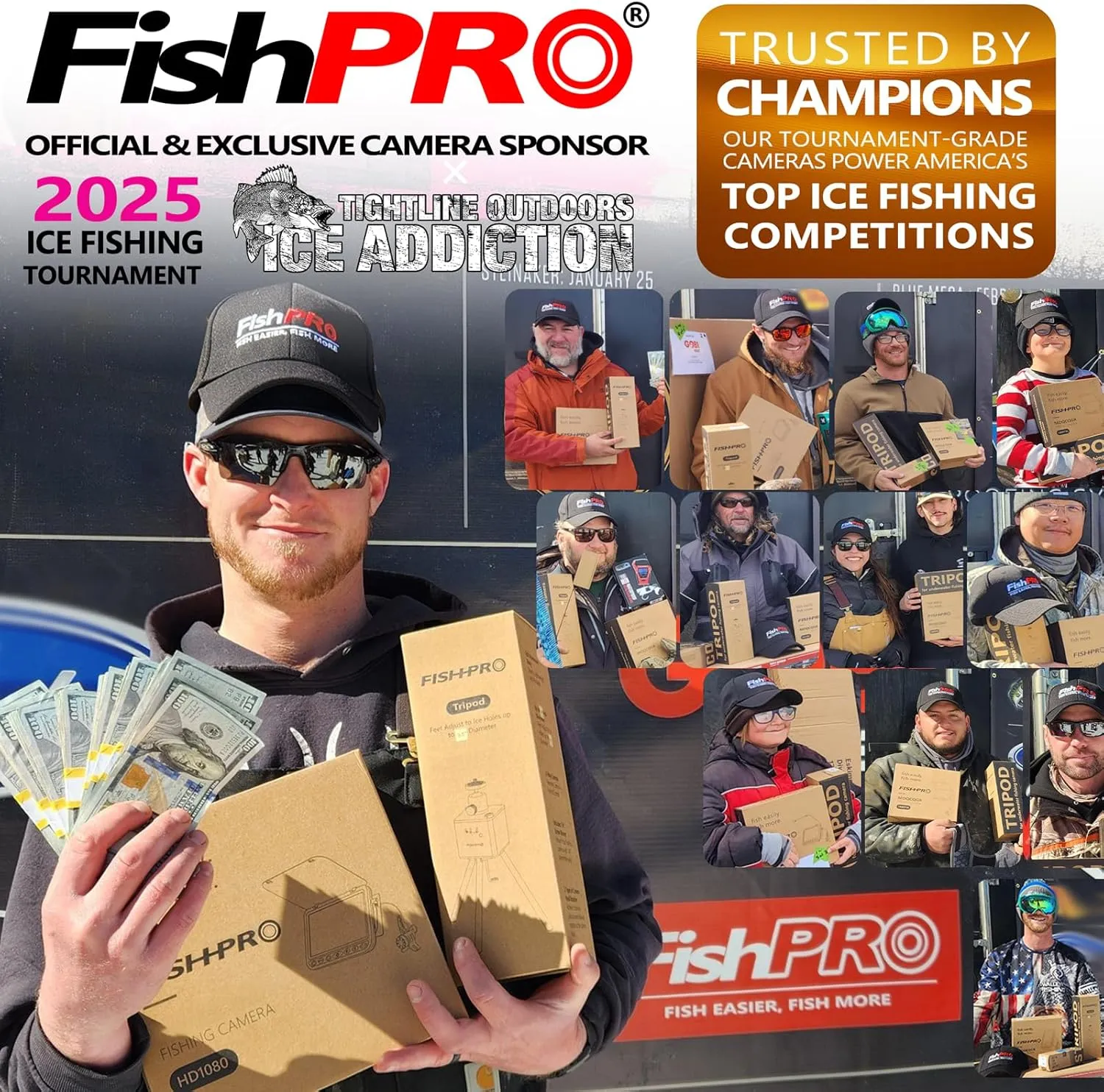 [FishPRO® 2025 Upgrade] 4.5'' True HD 1080P Underwater Fishing Camera w/DVR-32GB, (NO Need Learn) Ice Fishing Camera Underwater, Ice Fish Finder Camera - w/ 5,000mAh & USB-C, IR LED, 20m/66ft