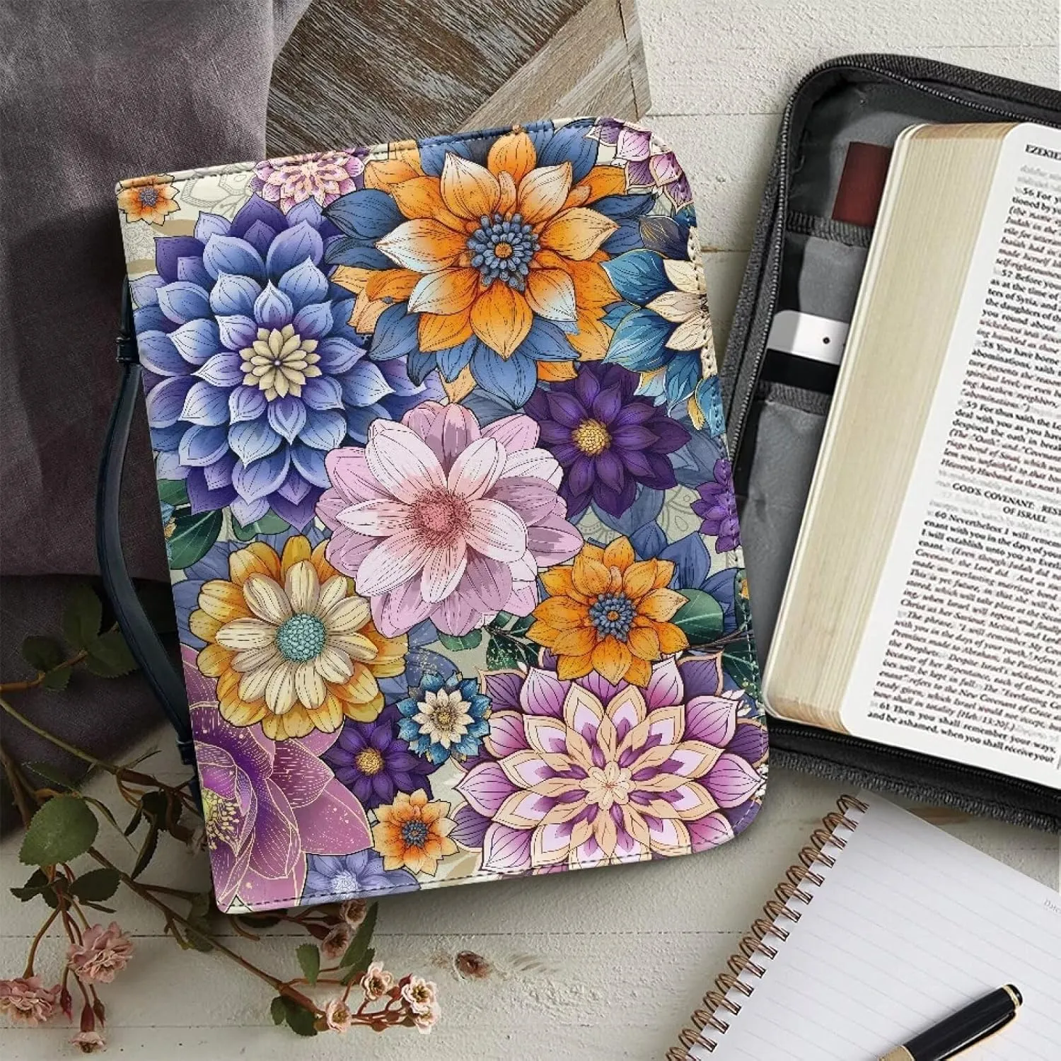 Flashideas Fashion Portable Leather Bible Covers for Women Durable Carrying Bible Accessories