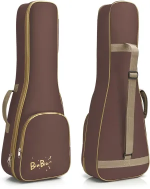 Flexzion Ukulele Case Bag - Ukulele 23 Inch Concert Backpack Soft Case - Waterproof Uke Gig Bag with Carrying Handle, Pocket & Adjustable Shoulder Strap, Brown
