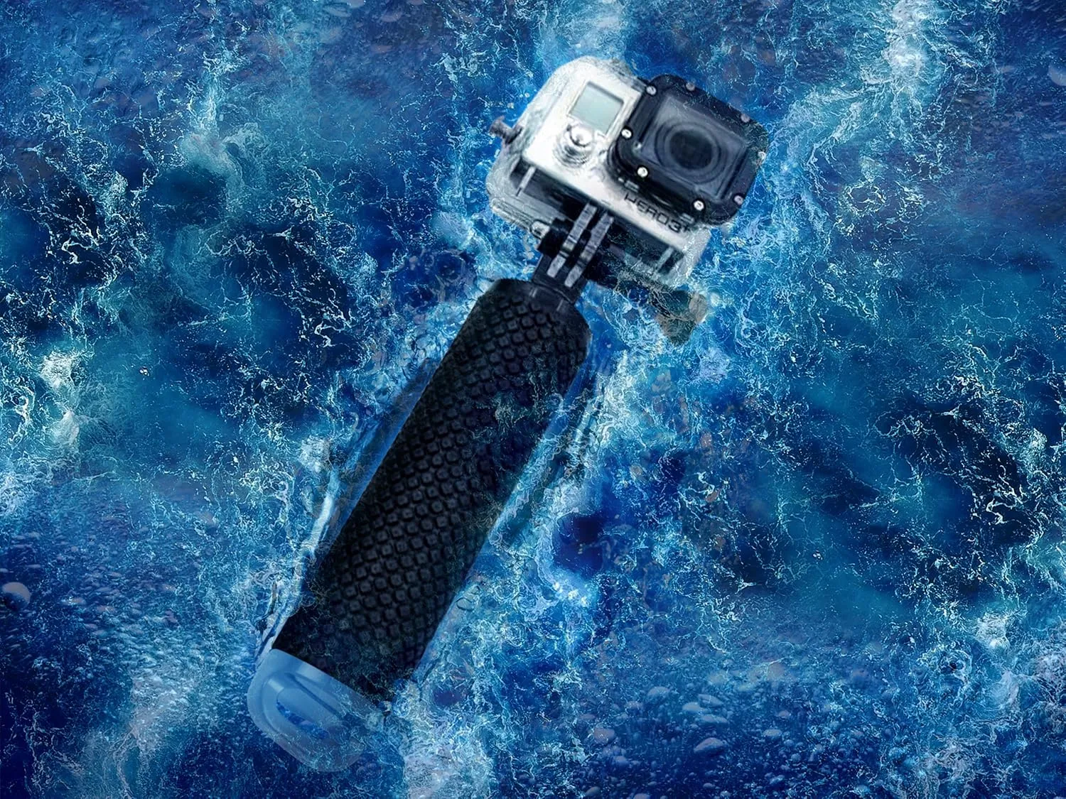 Floating Hand Grip Waterproof Monopod for GoPro Hero 13 12 11 10 9 8 7 6 5 4 3  2 1 Session Black Silver Handler & Handle Mount Accessories Kit for Water Sport and Action Cameras (Blue)