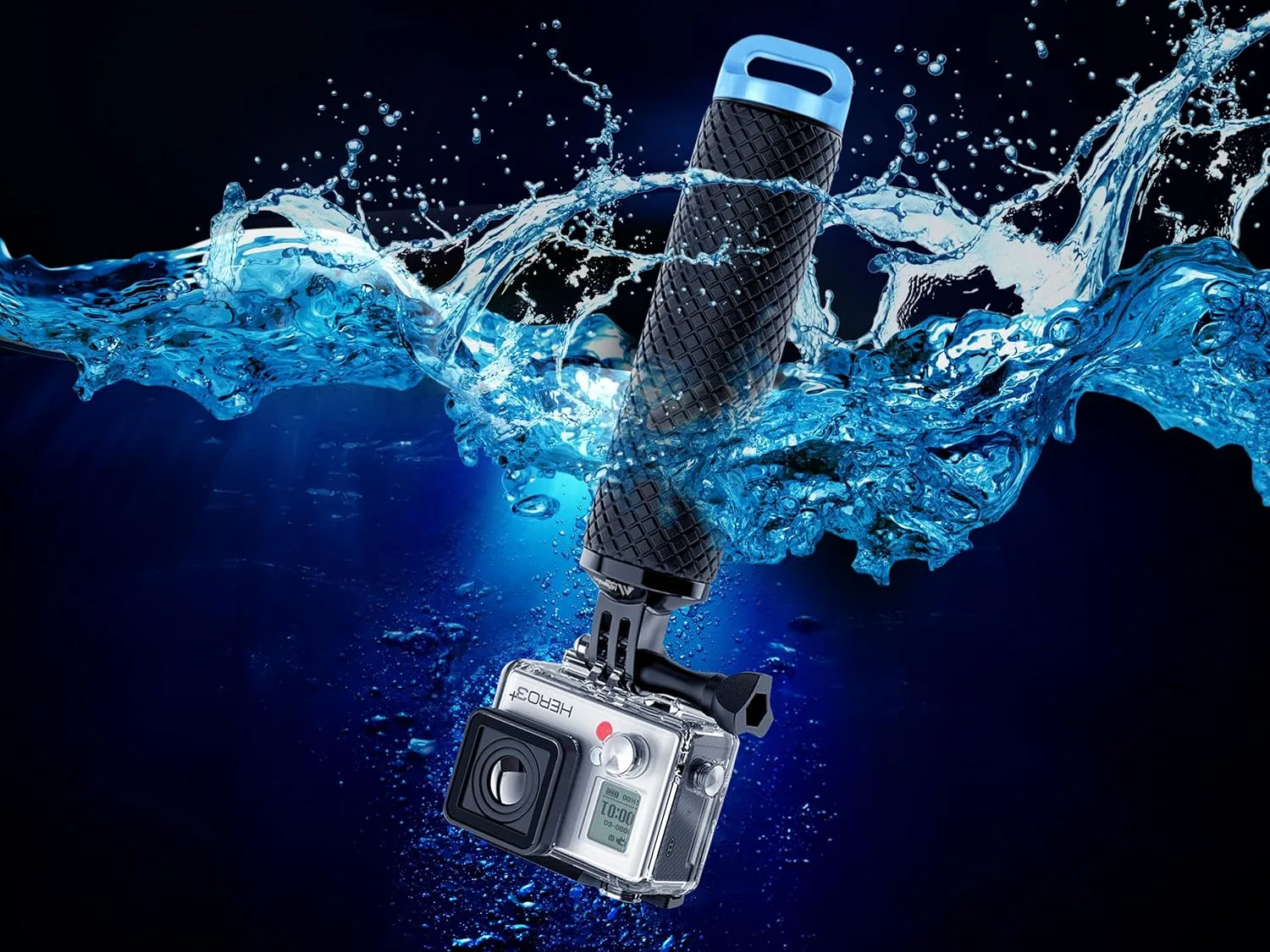 Floating Hand Grip Waterproof Monopod for GoPro Hero 13 12 11 10 9 8 7 6 5 4 3  2 1 Session Black Silver Handler & Handle Mount Accessories Kit for Water Sport and Action Cameras (Blue)