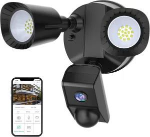 Floodlight Camera, HD WiFi Smart Outdoor Security Camera with 2130LM Flood Light, Motion Sensor, 2-Way Audio, 110dB Siren, Cloud & SD Storage, IP65 Waterproof, for Home Surveillance, Wired