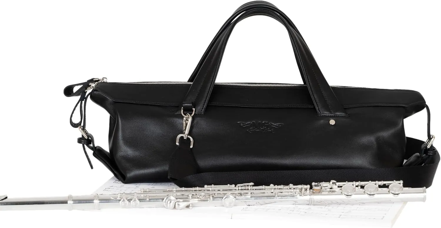 Flute Gig Bag - Genuine Detroit Leather, Modern Style - Black