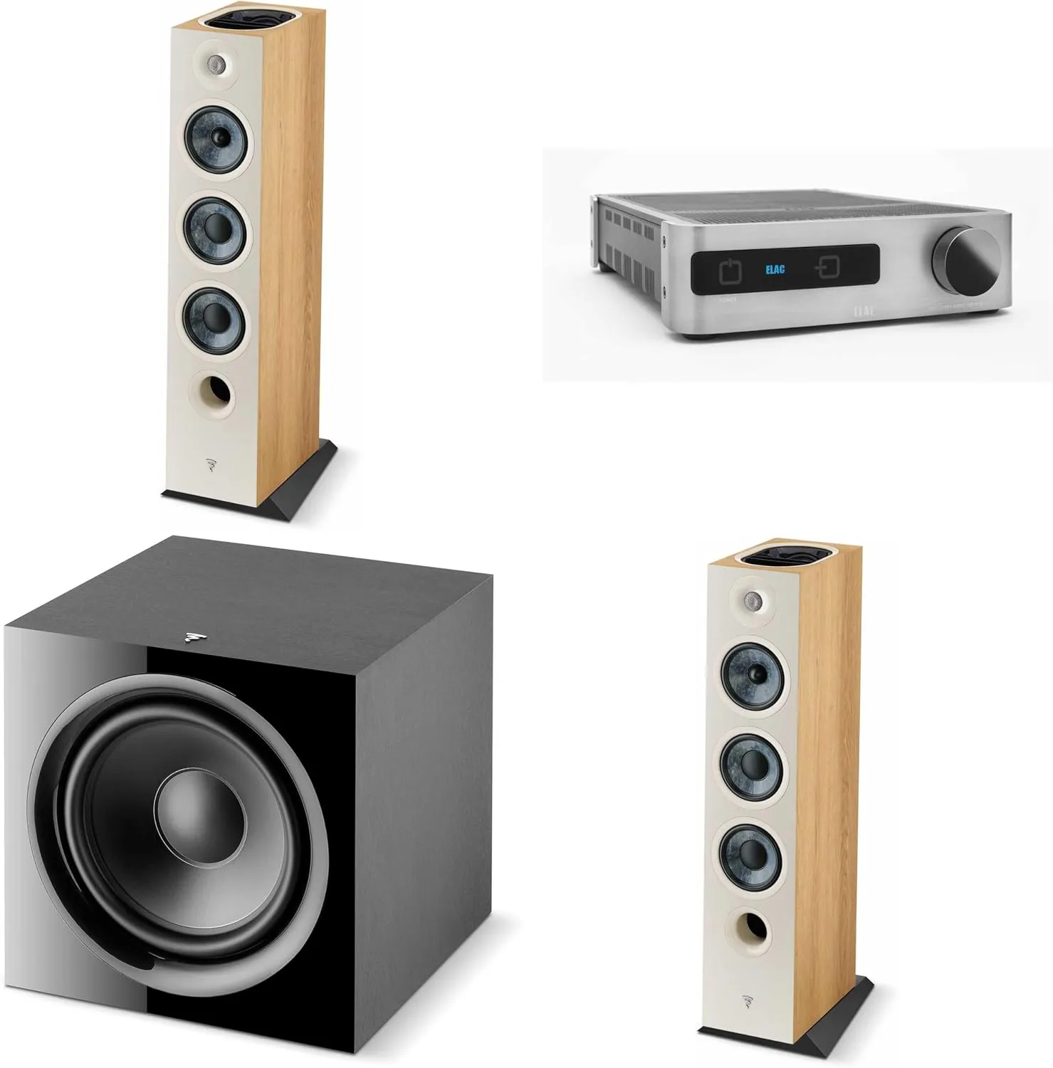 Focal FCHORA826LW-D (Pair)  Elac DS-A101-G - Discovery Amplifier with Wi-Fi - Grey SUB600P