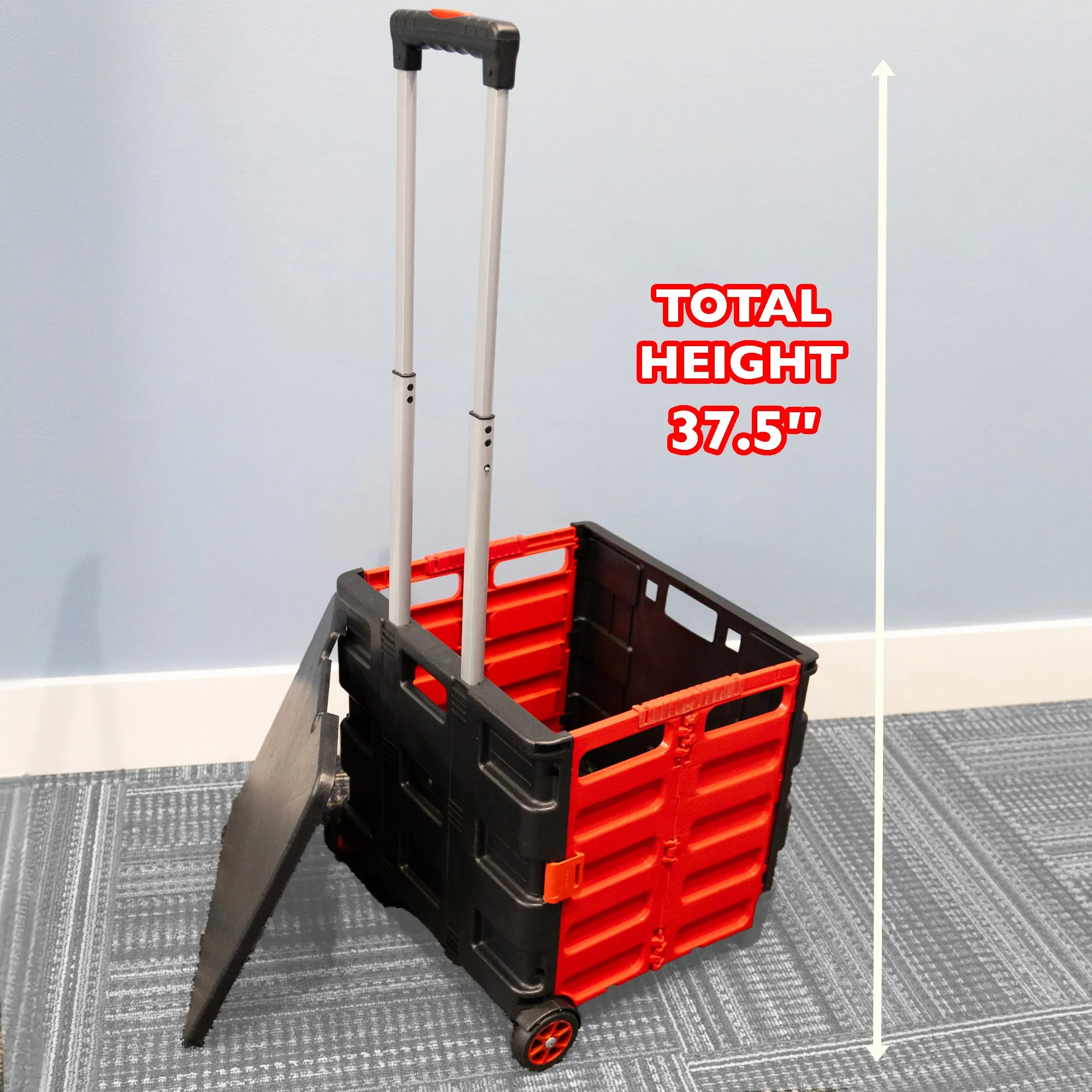 Foldable Rolling Cart w/ Lid Cover Red 16" X 18" X 15"