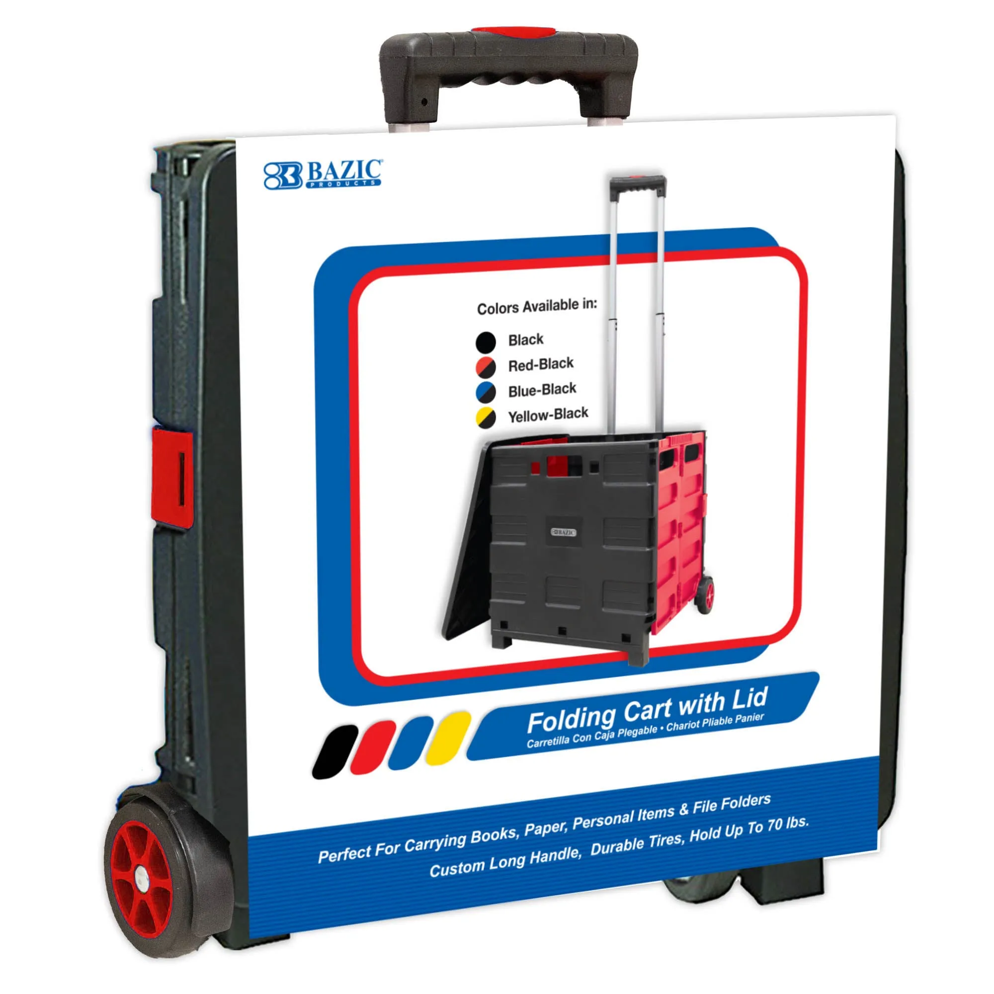 Foldable Rolling Cart w/ Lid Cover Red 16" X 18" X 15"