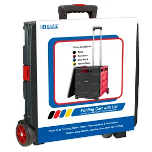 Foldable Rolling Cart w/ Lid Cover Red 16" X 18" X 15"