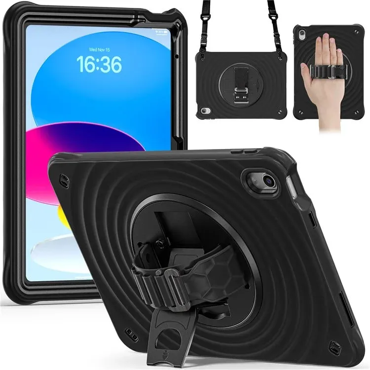 For iPad 10.9 (2022) Case Kickstand Hand Strap Tablet Cover with Shoulder Strap