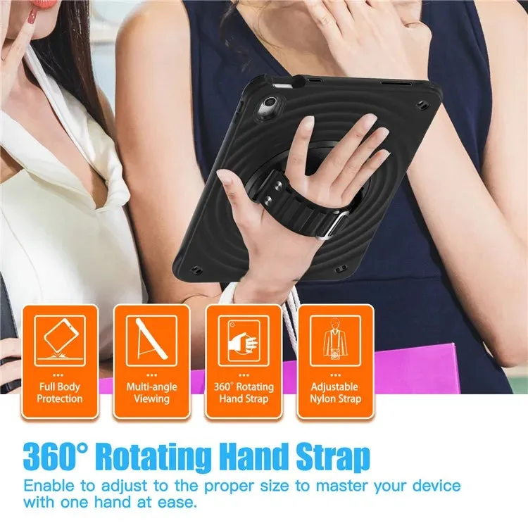 For iPad 10.9 (2022) Case Kickstand Hand Strap Tablet Cover with Shoulder Strap