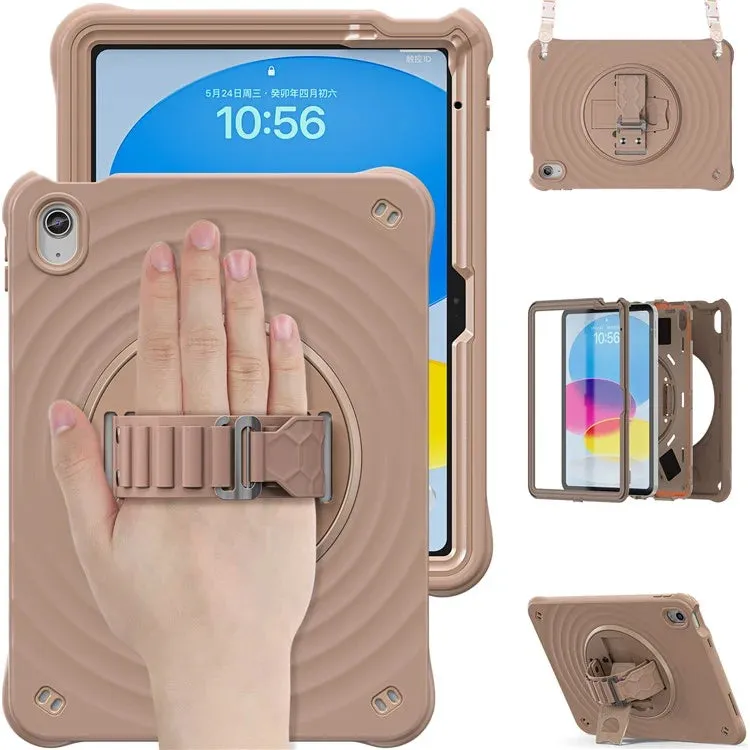 For iPad 10.9 (2022) Case Kickstand Hand Strap Tablet Cover with Shoulder Strap
