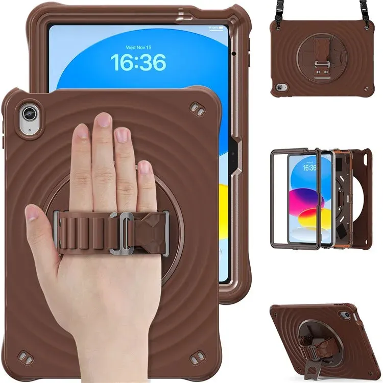 For iPad 10.9 (2022) Case Kickstand Hand Strap Tablet Cover with Shoulder Strap