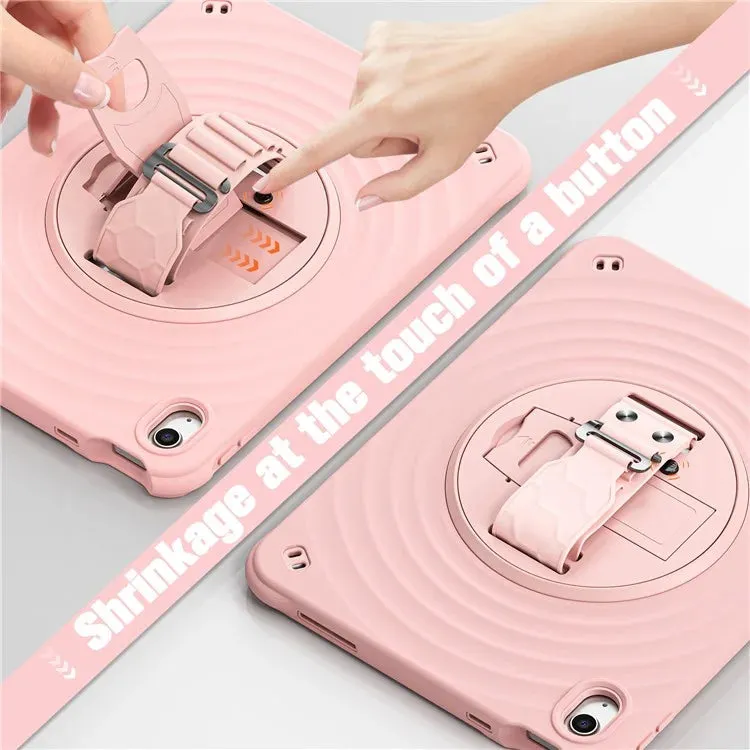 For iPad 10.9 (2022) Case Kickstand Hand Strap Tablet Cover with Shoulder Strap