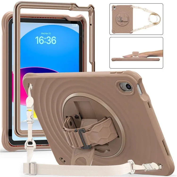 For iPad 10.9 (2022) Case Kickstand Hand Strap Tablet Cover with Shoulder Strap