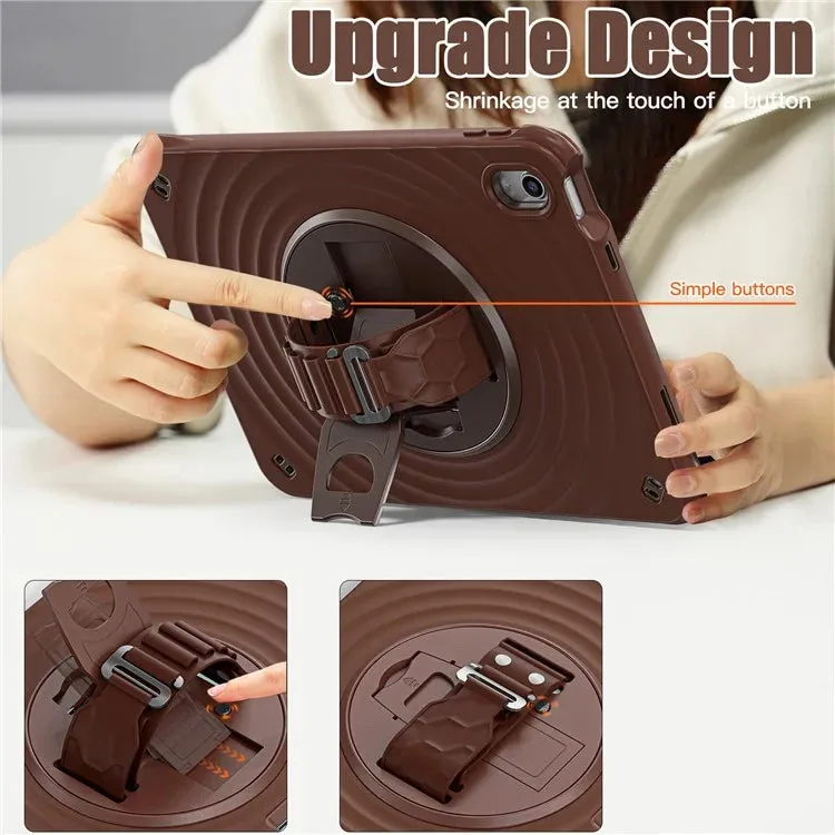 For iPad 10.9 (2022) Case Kickstand Hand Strap Tablet Cover with Shoulder Strap