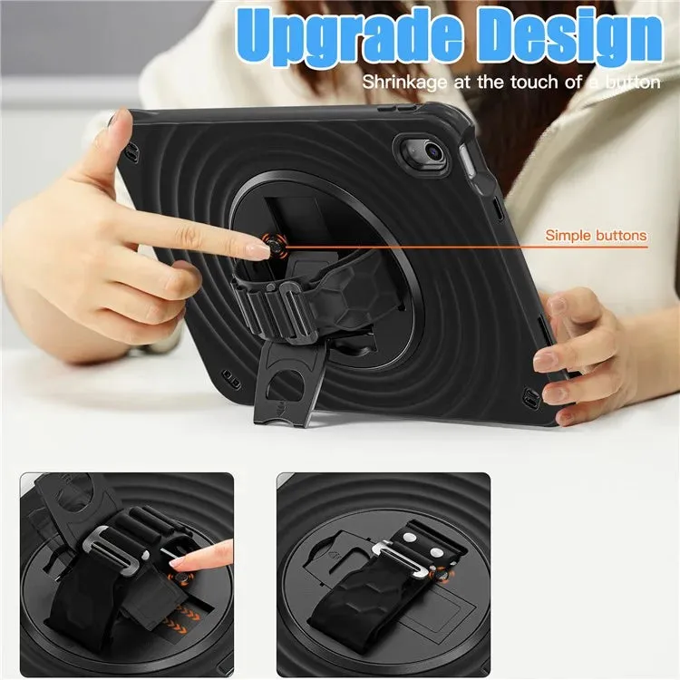 For iPad 10.9 (2022) Case Kickstand Hand Strap Tablet Cover with Shoulder Strap