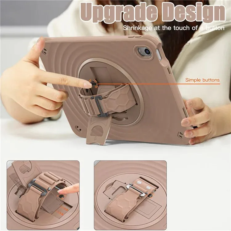 For iPad 10.9 (2022) Case Kickstand Hand Strap Tablet Cover with Shoulder Strap