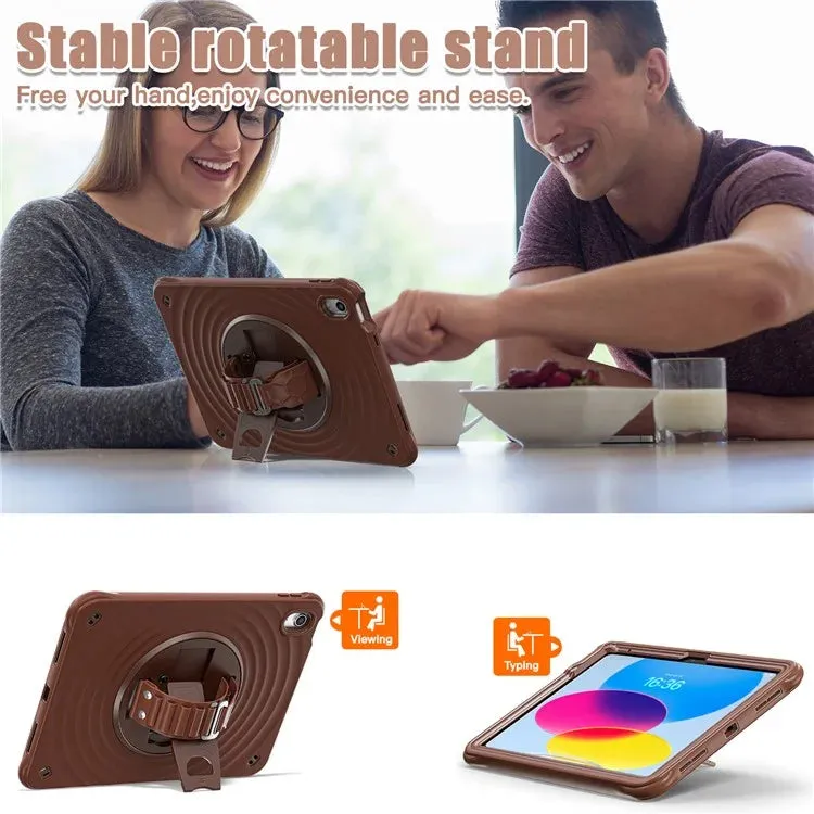 For iPad 10.9 (2022) Case Kickstand Hand Strap Tablet Cover with Shoulder Strap