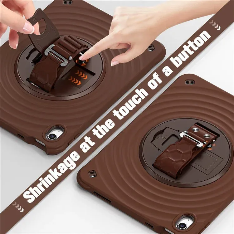 For iPad 10.9 (2022) Case Kickstand Hand Strap Tablet Cover with Shoulder Strap