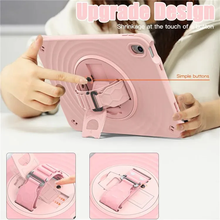 For iPad 10.9 (2022) Case Kickstand Hand Strap Tablet Cover with Shoulder Strap