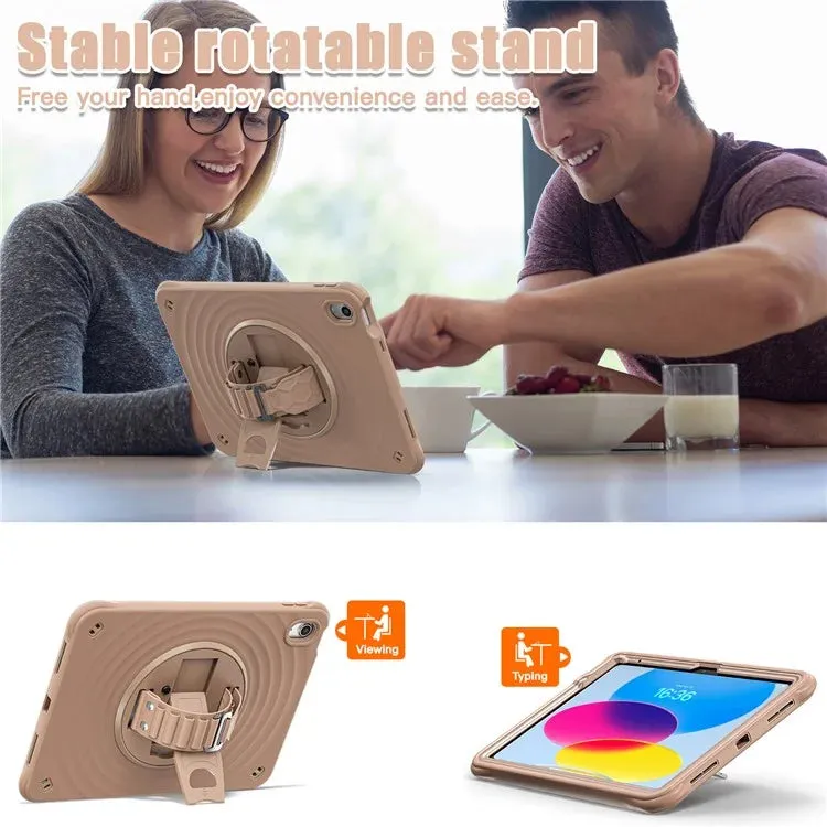 For iPad 10.9 (2022) Case Kickstand Hand Strap Tablet Cover with Shoulder Strap
