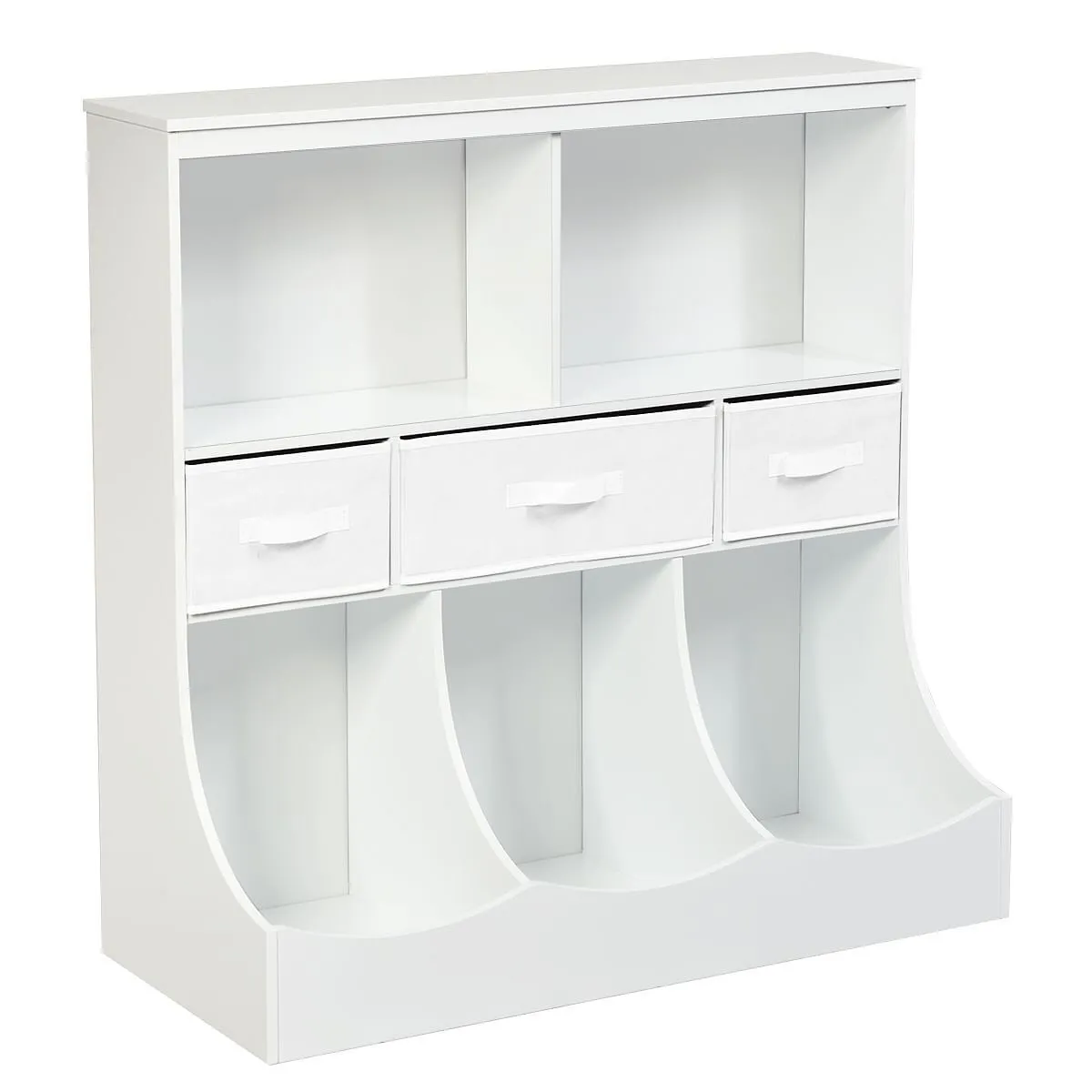 Freestanding Combo Cubby Bin Storage Organizer Unit W/3 Baskets-White - Color: W