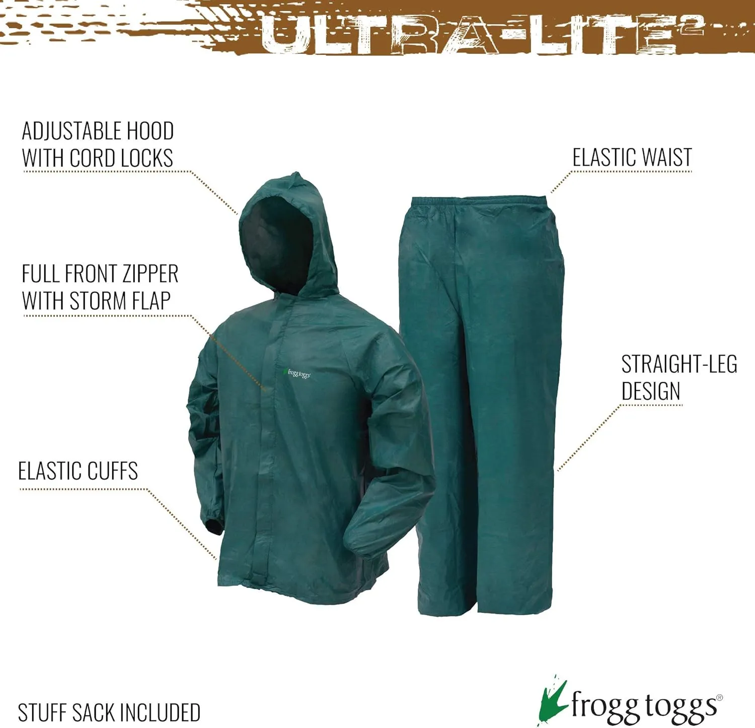 FROGG TOGGS mens Ultra-lite2 Waterproof Breathable Rain Suit in Short Or Long