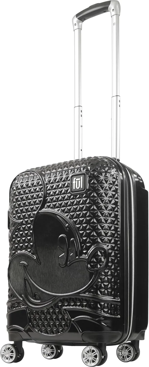 FUL Disney Mickey Mouse 21 Inch Carry On Luggage, Hardshell Rolling Suitcase with Spinner Wheels, Black