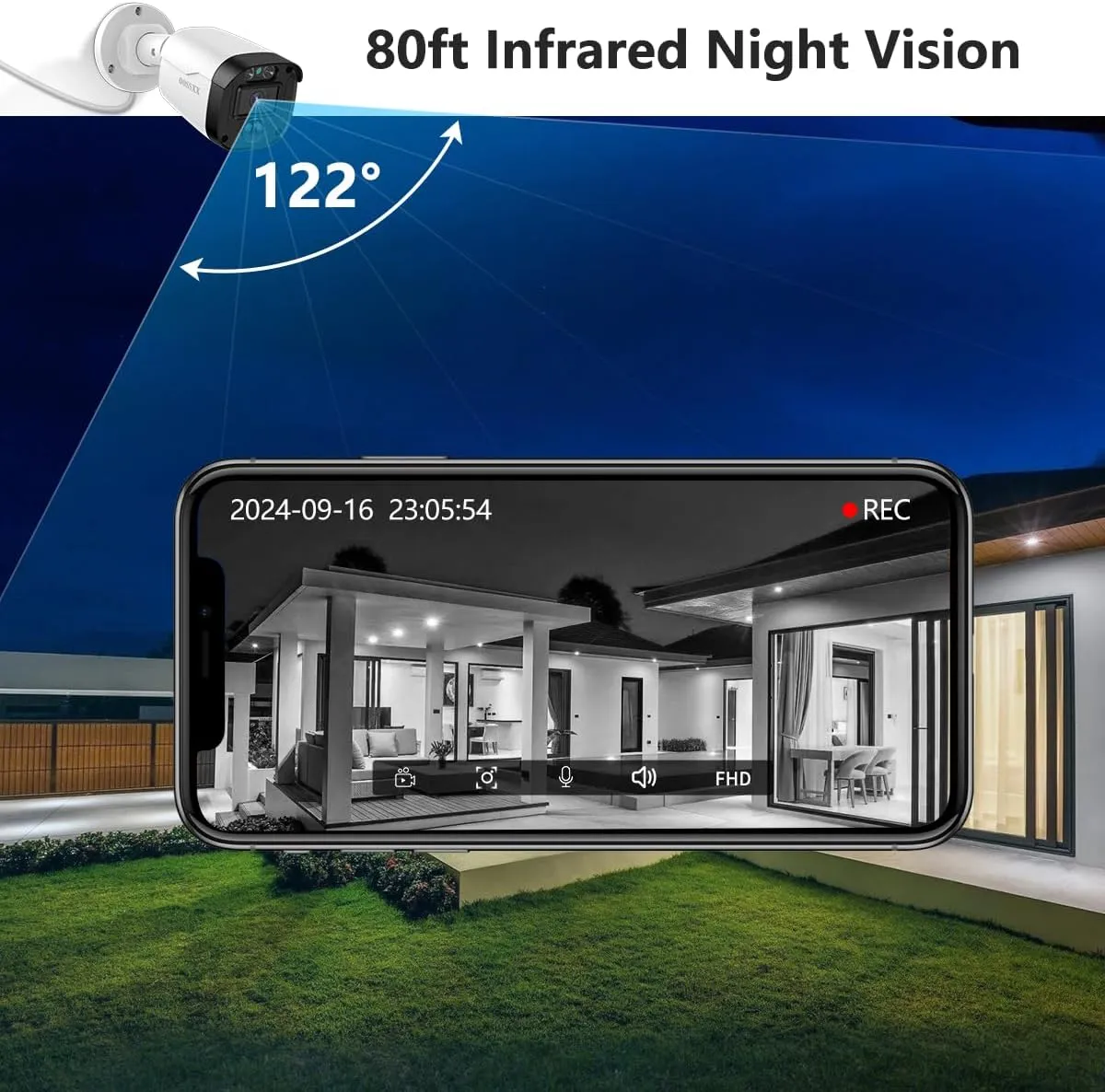(Full HD 5MP Definition & 122° Ultra Wide-Angle) Wired Security Camera System with Monitor Outdoor Home Surveillance Cameras CCTV Camera Security System Outside Video Equipment Indoor