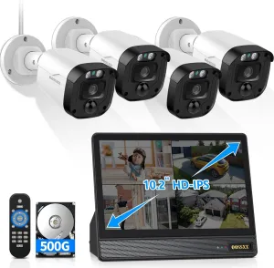 (Full HD 5MP Definition & 122° Ultra Wide-Angle) Wired Security Camera System with Monitor Outdoor Home Surveillance Cameras CCTV Camera Security System Outside Video Equipment Indoor