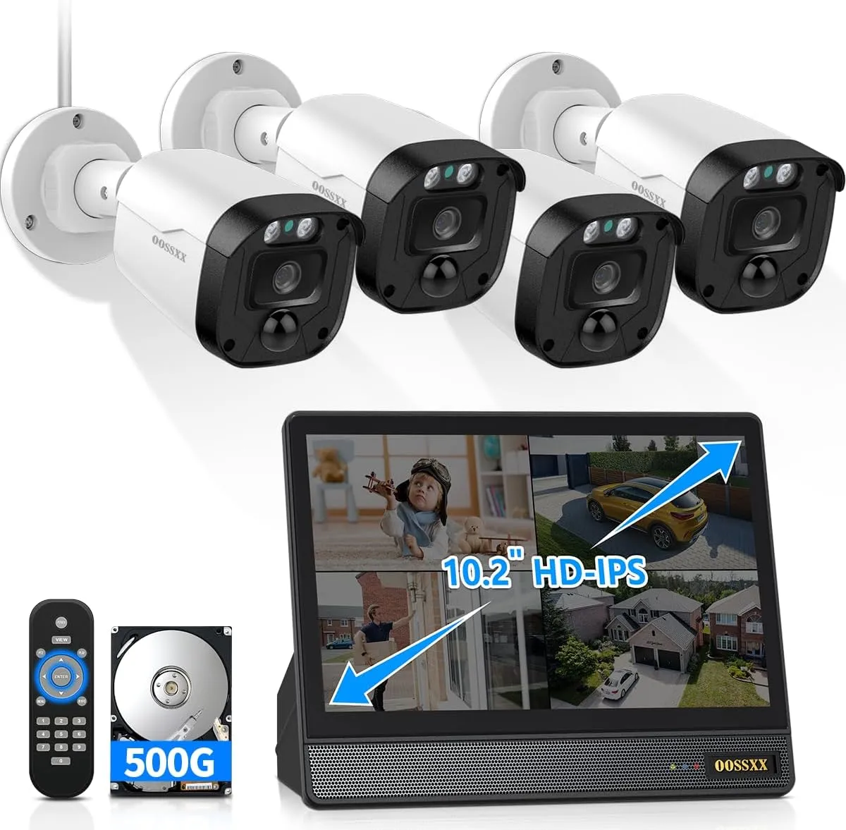 (Full HD 5MP Definition & 122° Ultra Wide-Angle) Wired Security Camera System with Monitor Outdoor Home Surveillance Cameras CCTV Camera Security System Outside Video Equipment Indoor