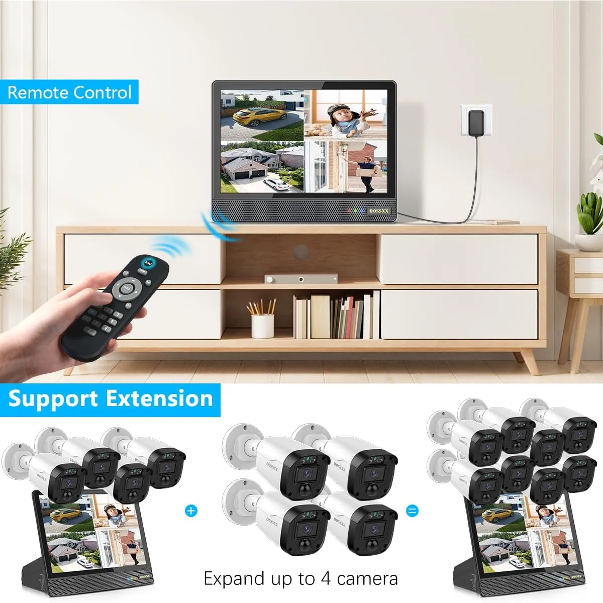 (Full HD 5MP Definition & 122° Ultra Wide-Angle) Wired Security Camera System with Monitor Outdoor Home Surveillance Cameras CCTV Camera Security System Outside Video Equipment Indoor