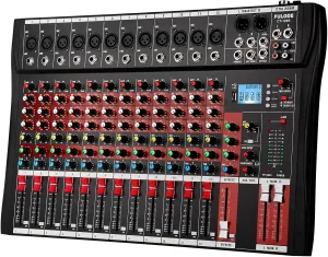 FULODE CT120S 12channel mixer audio,Console with Bluetooth USB, dj mixer,dj equipment for Computer Recording Input, 48V Power, Beginners