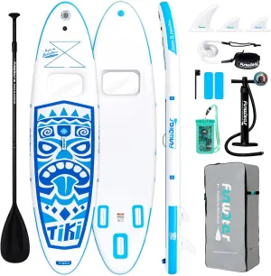 FunWater Inflatable Stand Up Paddle Board with Premium SUP Paddleboard Accessories, Wide Stable Anti-Slip EVA Deck, Paddle Boards for Adults & Youth of All Skill Levels