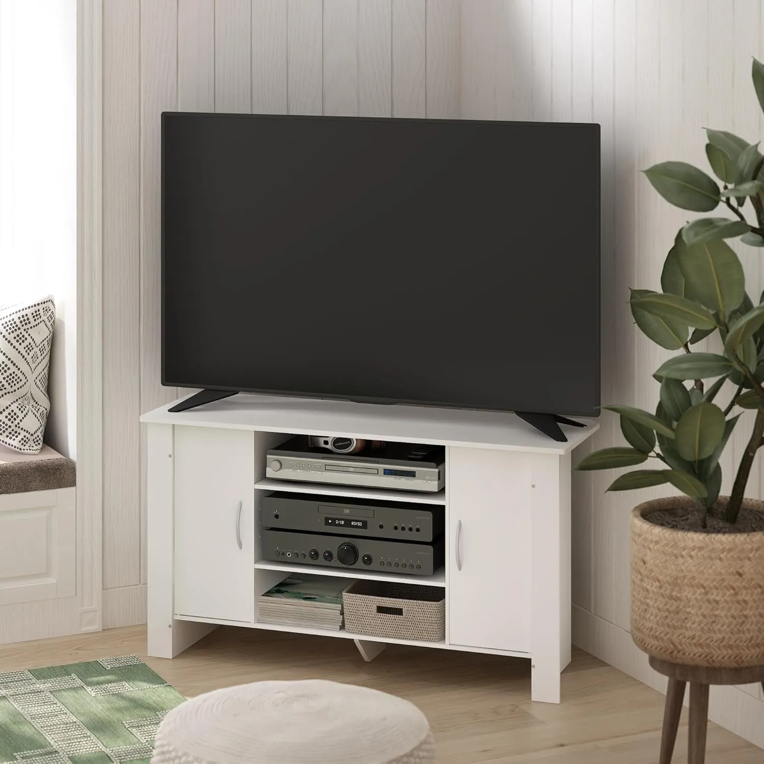 Furinno Econ Stand Entertainment Center, 50-Inch TV, White