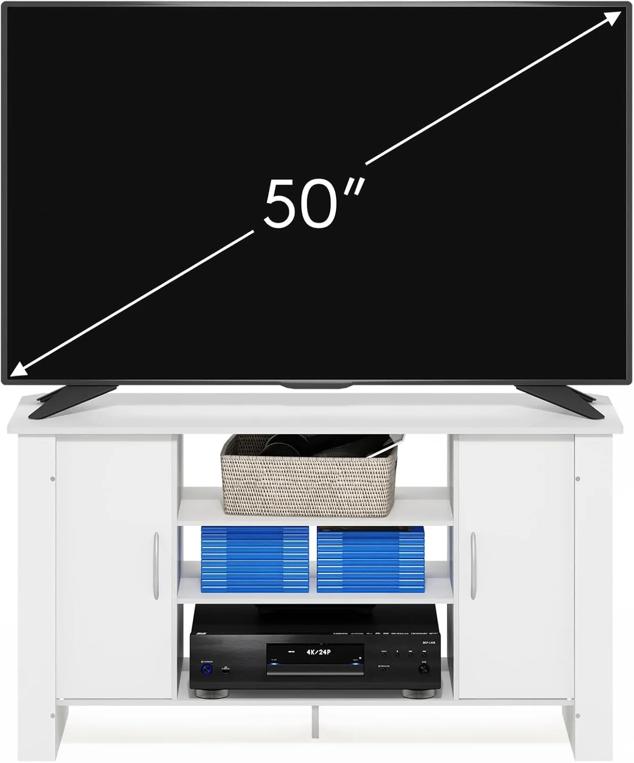 Furinno Econ Stand Entertainment Center, 50-Inch TV, White