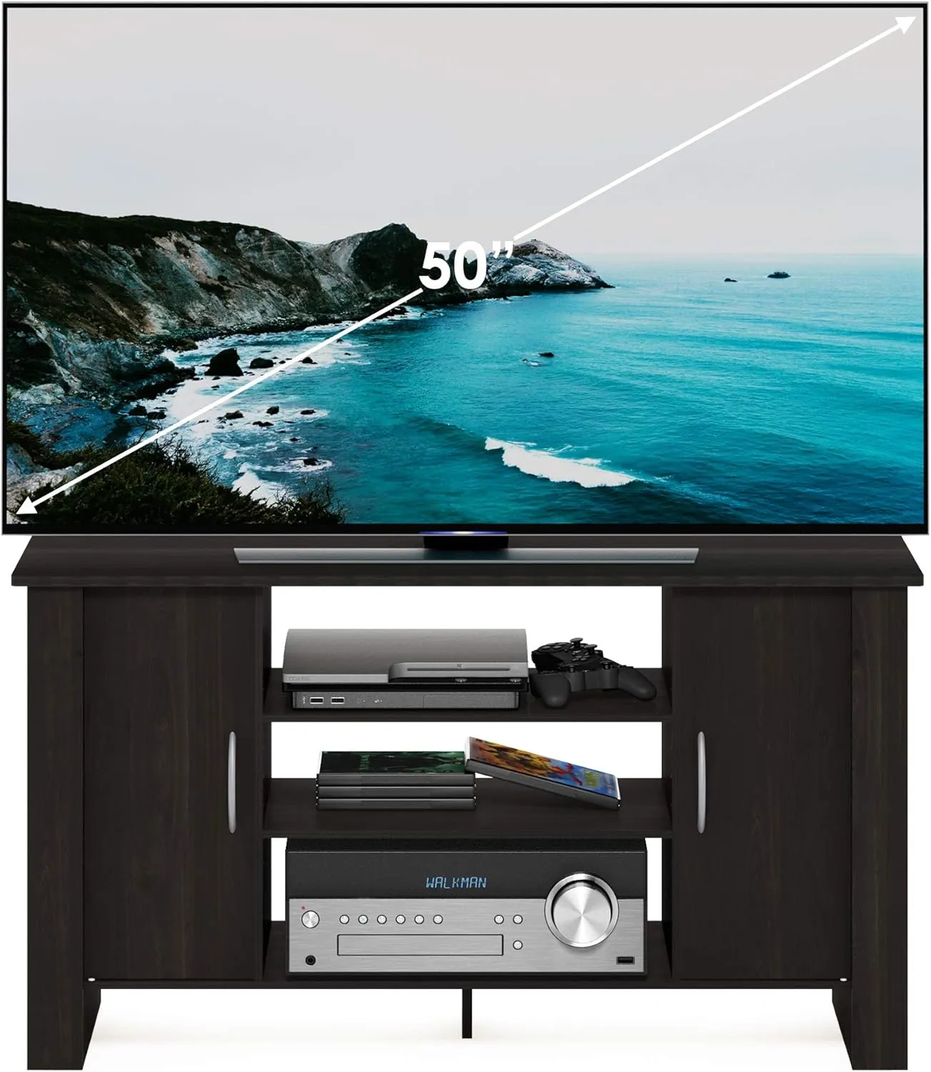 Furinno Econ TV Stand Entertainment Center, Espresso