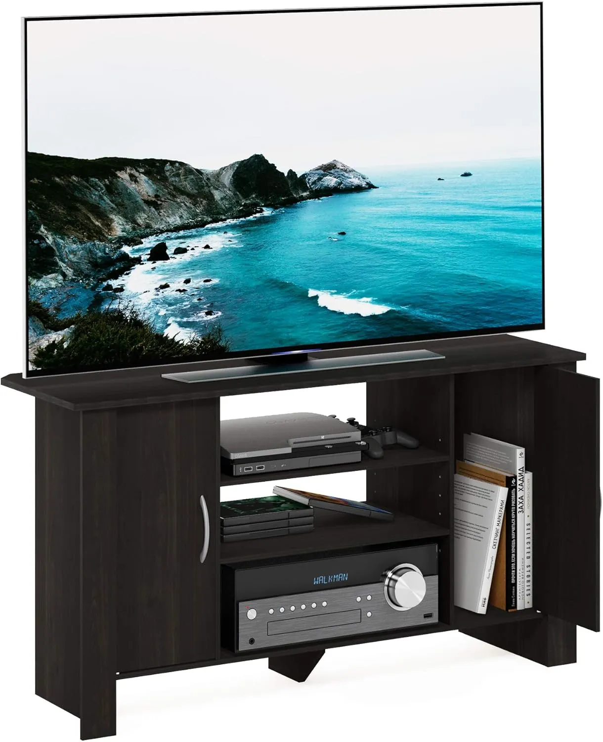 Furinno Econ TV Stand Entertainment Center, Espresso