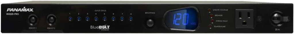 Furman M4320-PRO | 20A BlueBOLT Power Conditioner 8 Individually Controlled Outlets 8 Feet Cord