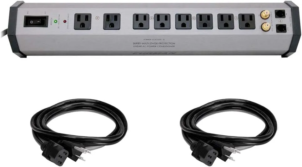 Furman PST-8 Power Station Home Theater Power Conditioner with (2) Extension Cable Bundle