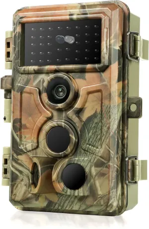 Game & Trail Camera HD 24MP Photo 1296P Video Night Vision No Glow Motion Activated Waterproof 0.1S Trigger Speed Deer Camera for Home Backyard Security, Outdoor Wildlife Hunting