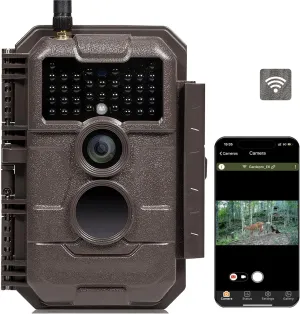 GardePro E6 Trail Camera, WiFi Bluetooth, 48MP 1296p, No-Glow IR, Night Vision Motion Activated Waterproof, Game Camera, Brown