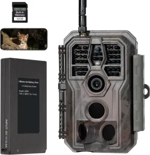 GardePro E8PMB Trail Camera, WiFi Bluetooth, Rechargeable 8000mAh Battery, Built-in SD Card, 64MP 1296p, Fast 0.1s Trigger Speed Motion Activated, No Glow Night Vision, for Hunting, Deer Camera